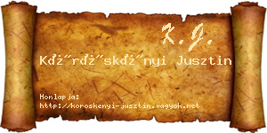 Köröskényi Jusztin névjegykártya